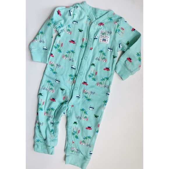 Carters • Teal Baby Sleeper Pajamas Beachy Pattern Footless Sleep & Play - Picture 1 of 3